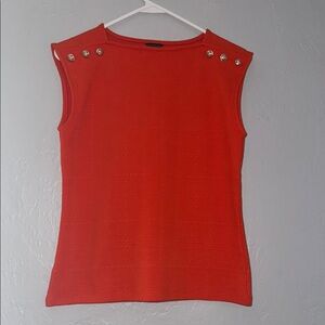 Ann Taylor Orange Sleeveless Embellished Muscle Tee 116